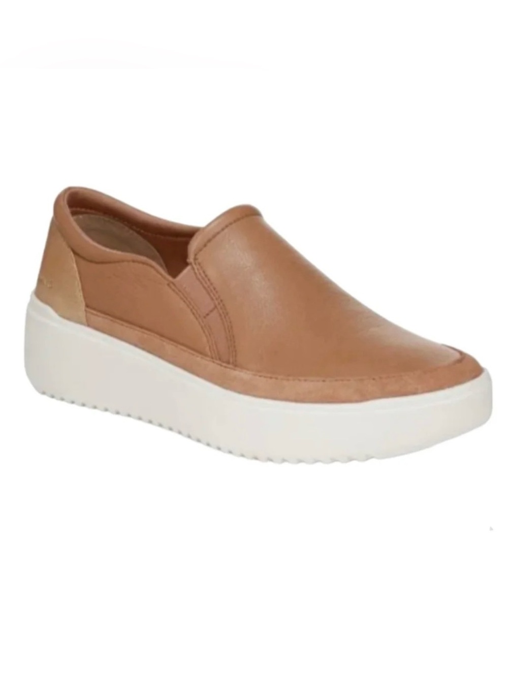 Women’s VIONIC Kearny platform tan leather slip on sneakers- Size 8.5